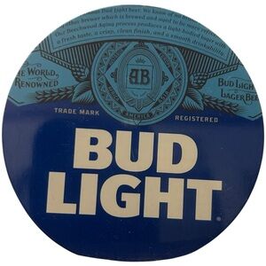 Bud Light Beer Coaster Round Blue Bar‎ Decor Man Cave Pub Breweriana